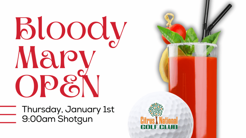 Bloody Mary glass, golf ball with citrus national logo