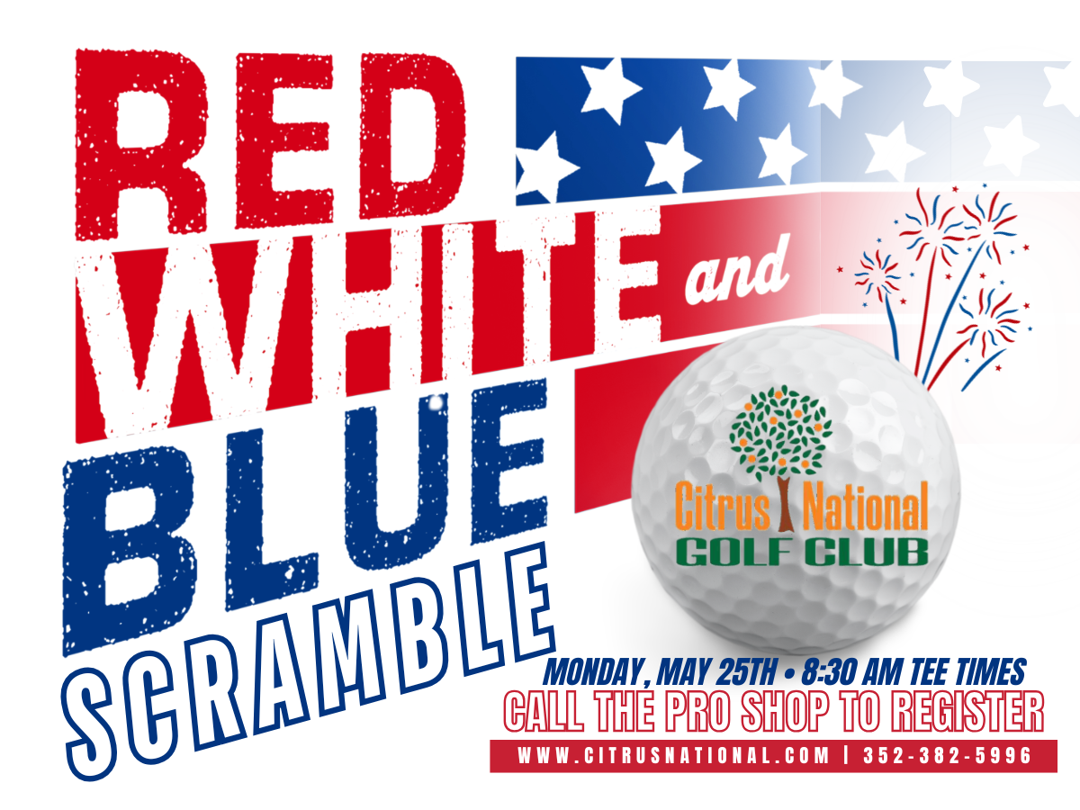 red, white, blue golf ball