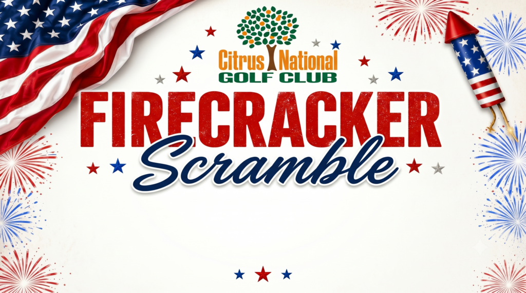 american flag, fireworks, firecracker scramble, citrus national logo