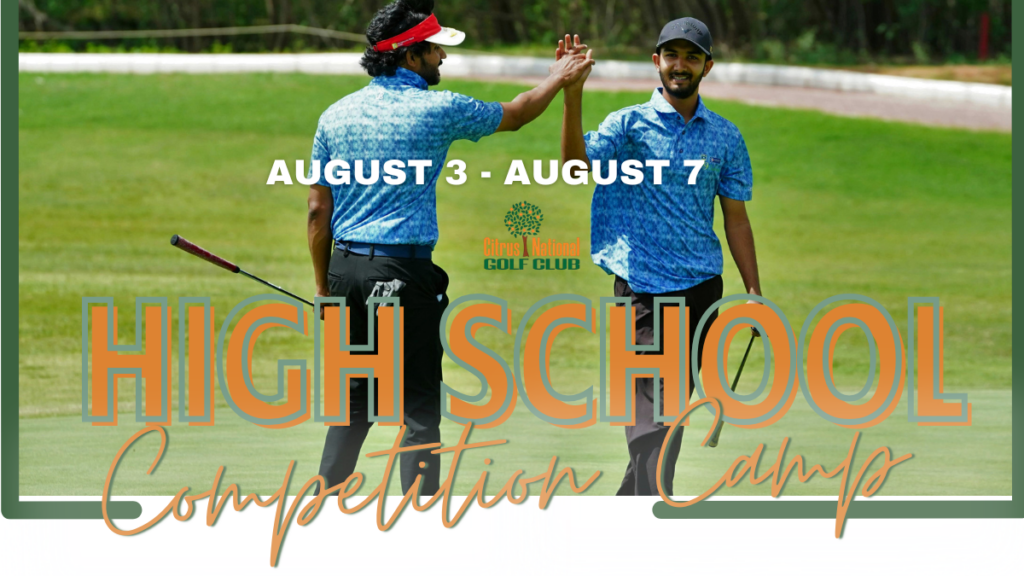 2male high school golfers on the putting green
